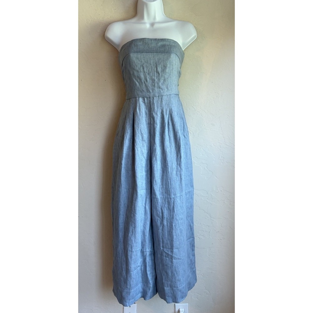 Unsubscribed 100% Hemp Strapless Wide Leg Jumpsuit 2 NWT Minimalist Quiet Luxury